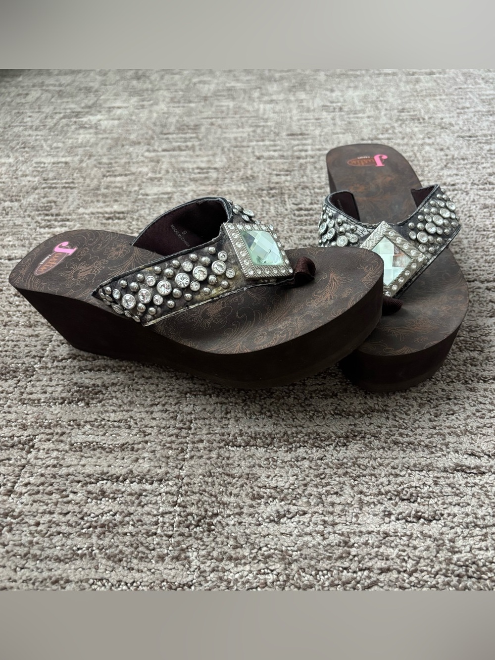 Vintage Y2K chunky wedge platform sandals 💎🌸